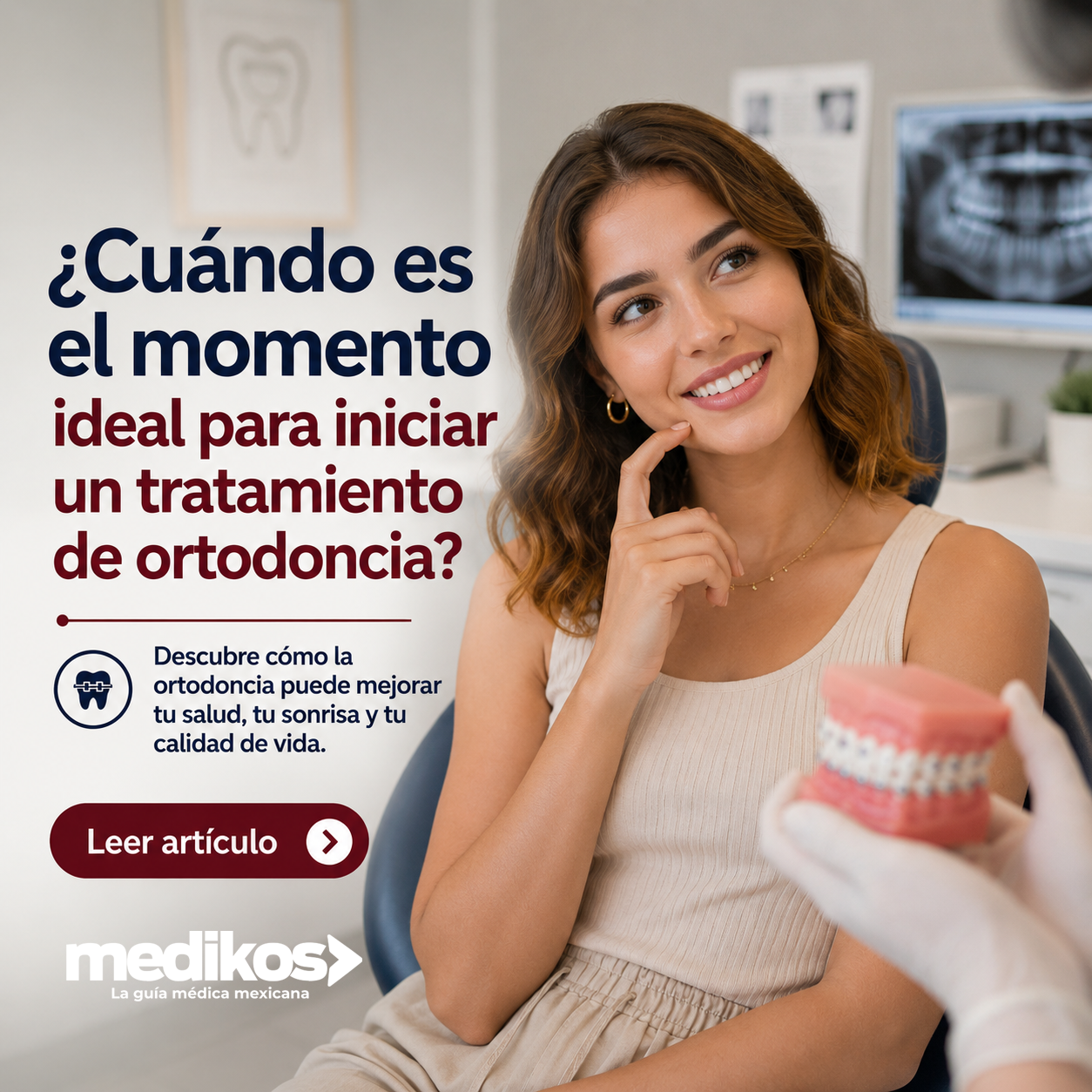 Paciente en consulta para artículo sobre el momento ideal de iniciar ortodoncia